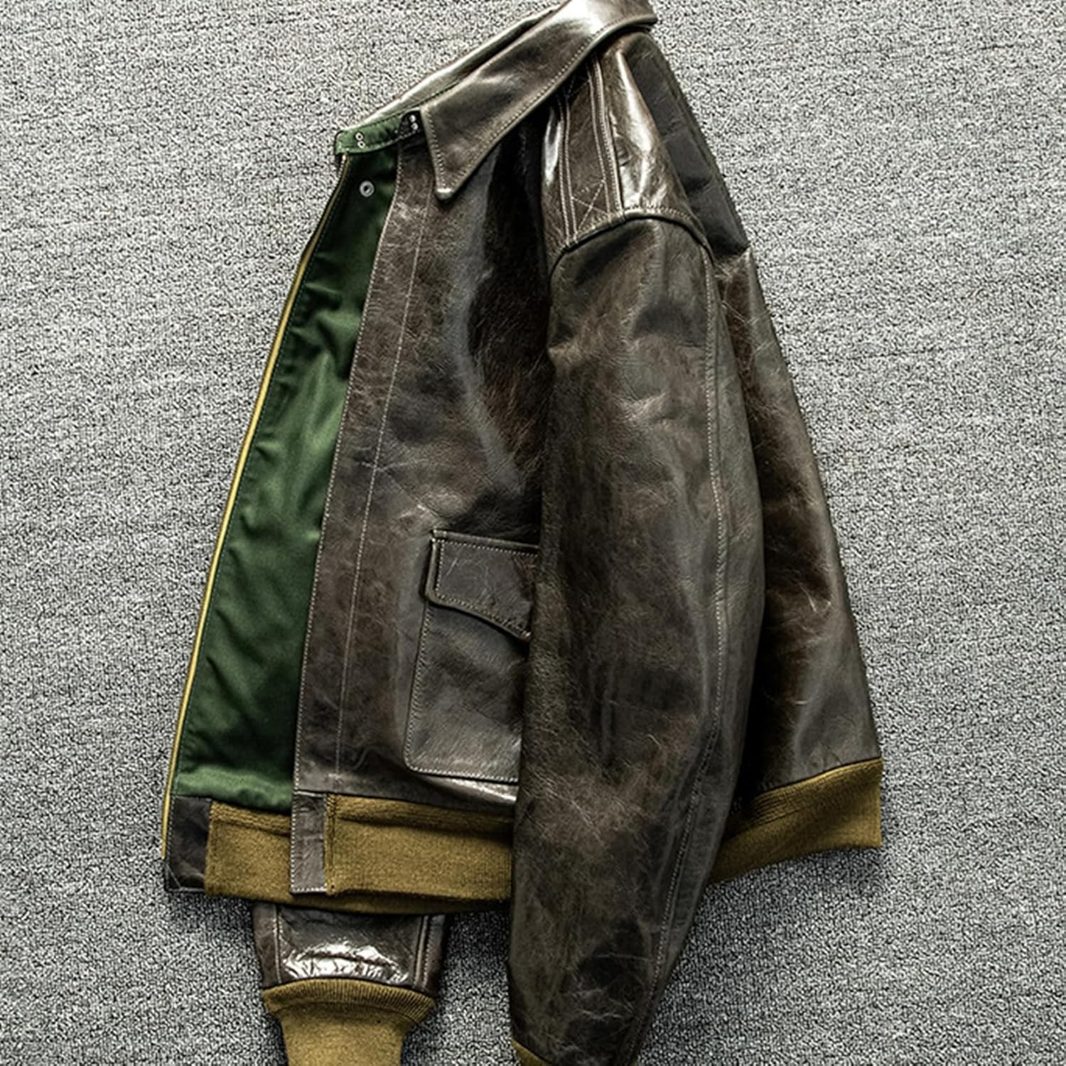 GUREITOJP] メンズ レザージャケット 羊皮 フライトジャケット A2 革